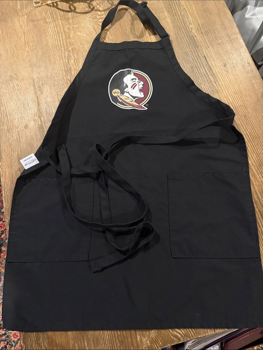 Florida State Seminole adult Black Kitchen Apron Front Pockets